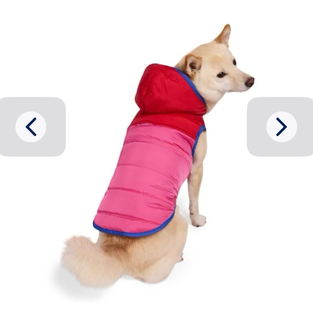Youly Hooded Puffer Pet Jacket, Pink XS BWT